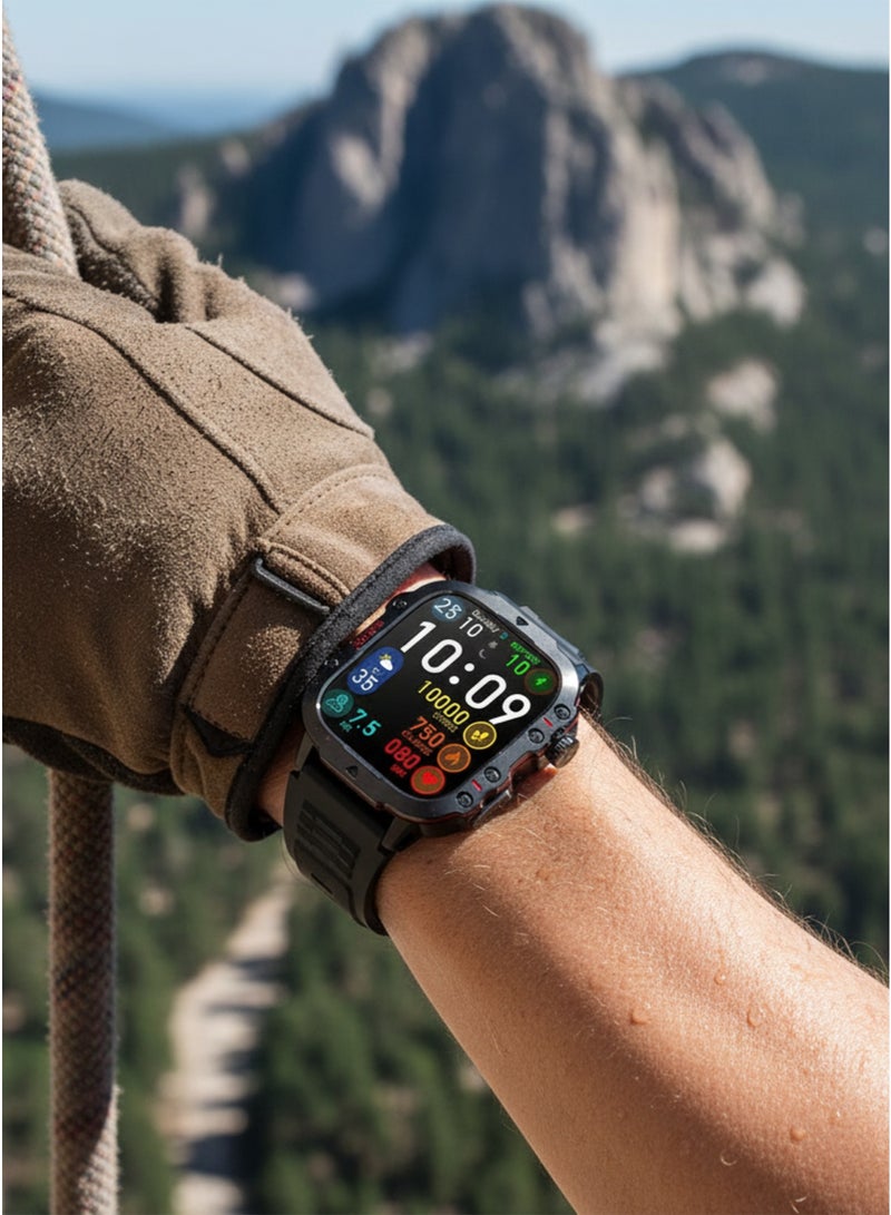 أولون ساعة Aolon Tetra S2 الذكية للرجال مع مكالمات لاسلكية وإشعارات - شاشة عالية الدقة 1.96 بوصة، مقاومة للماء بمعيار IP68، هيكل من سبائك الزنك - Image 5